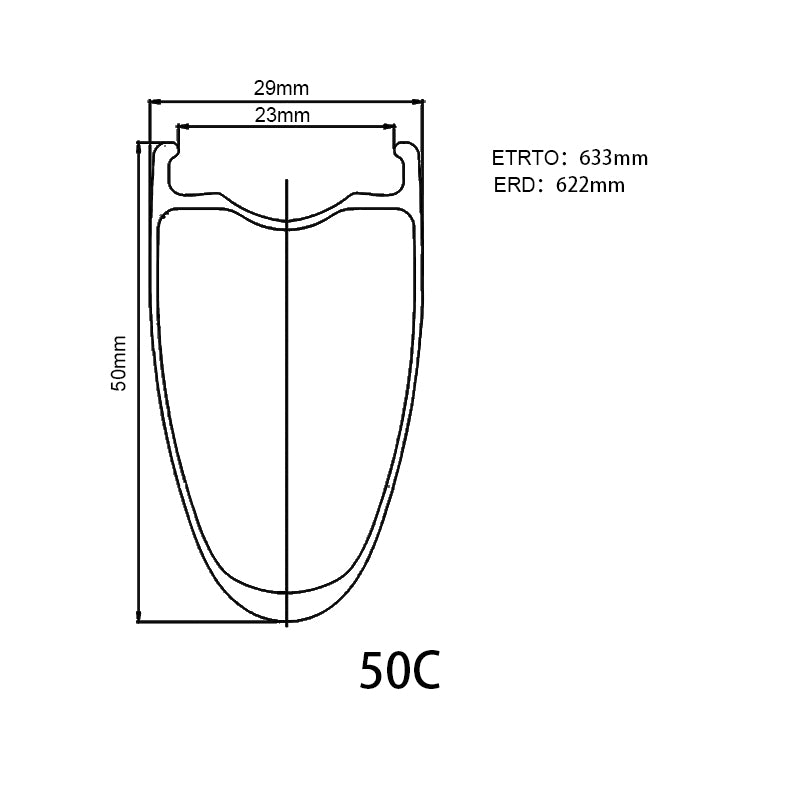 36/50mm Pie Carbon Spoke-23mm Inner Width